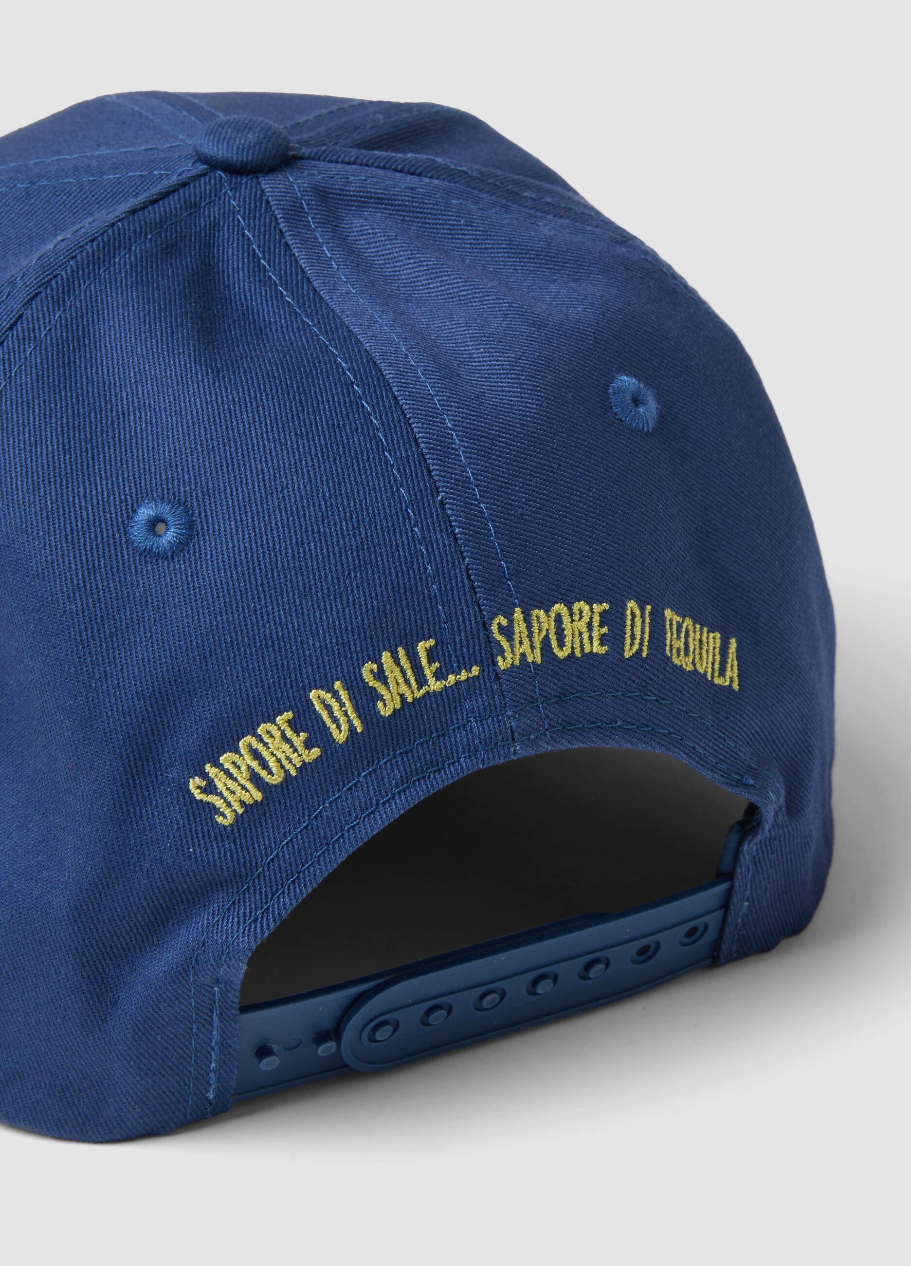 Blue Pure Cotton Baseball Cap with Margarita Embroidery
