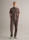 Brown short sleeve stretch cotton polo with regular fit_1