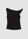 Black asymmetric one-shoulder stretch viscose slim-fit top_1