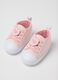 Pink canvas booties for newborn girl_1