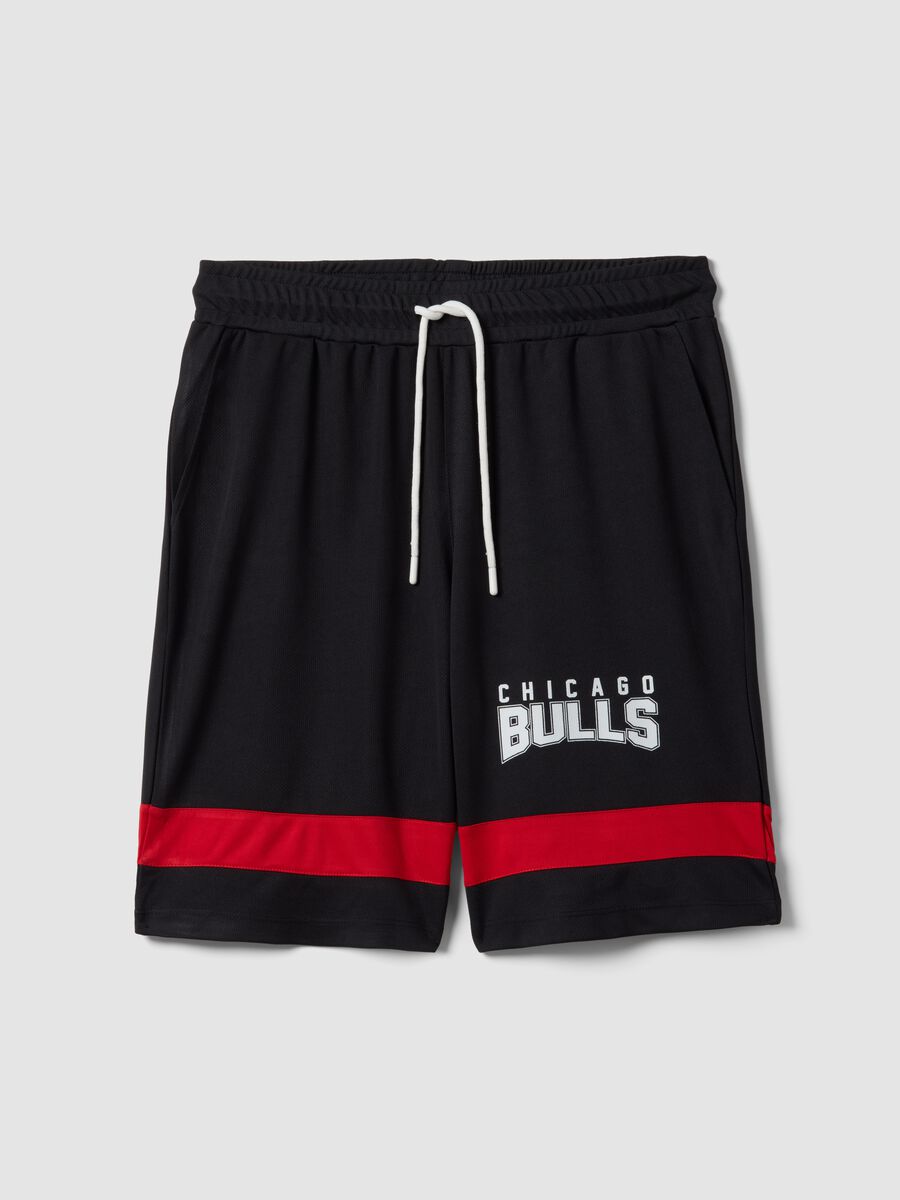 Multicolour pure cotton shorts with Chicago Bulls logo_4