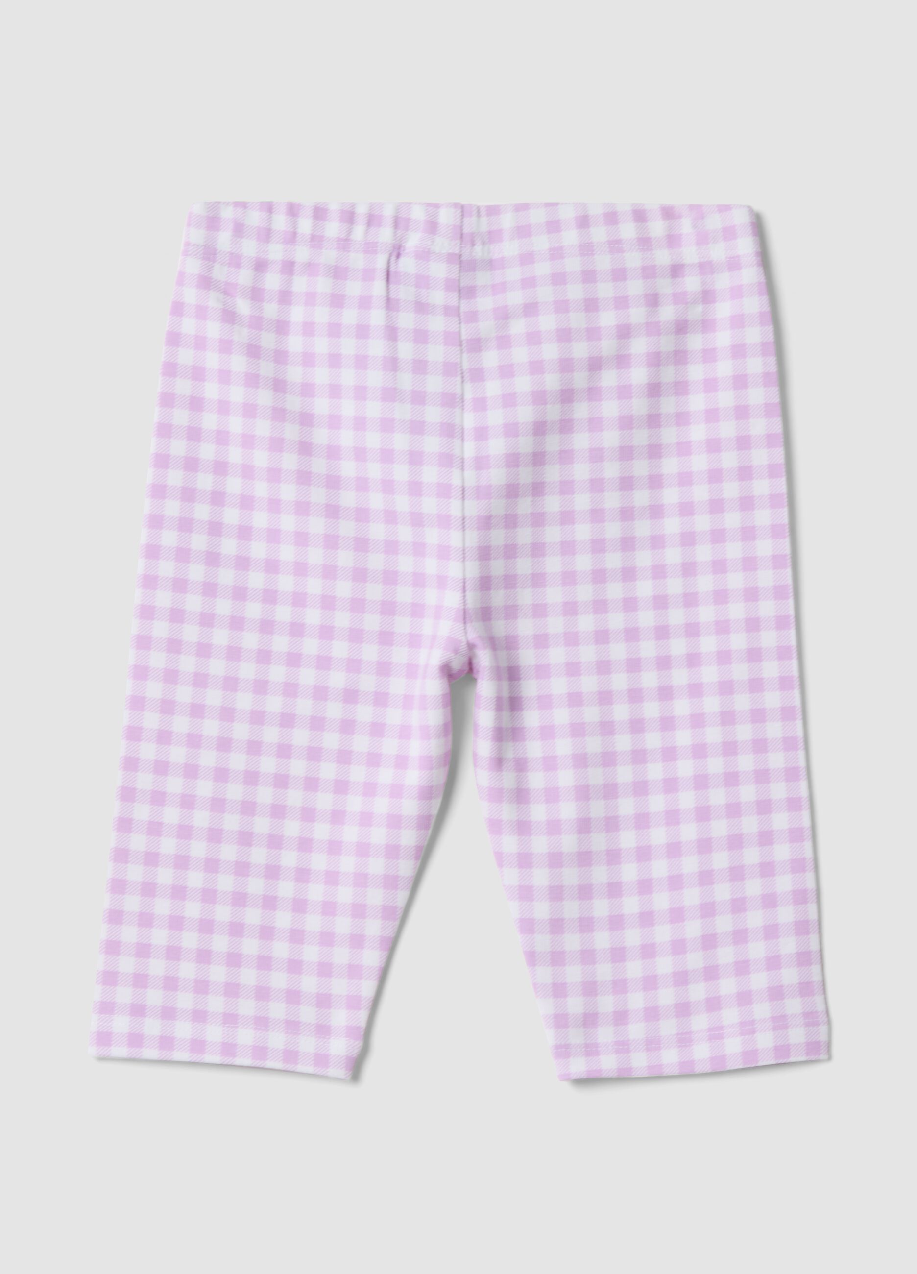 Girls&rsquo; multicolour check slim-fit stretch cotton leggings