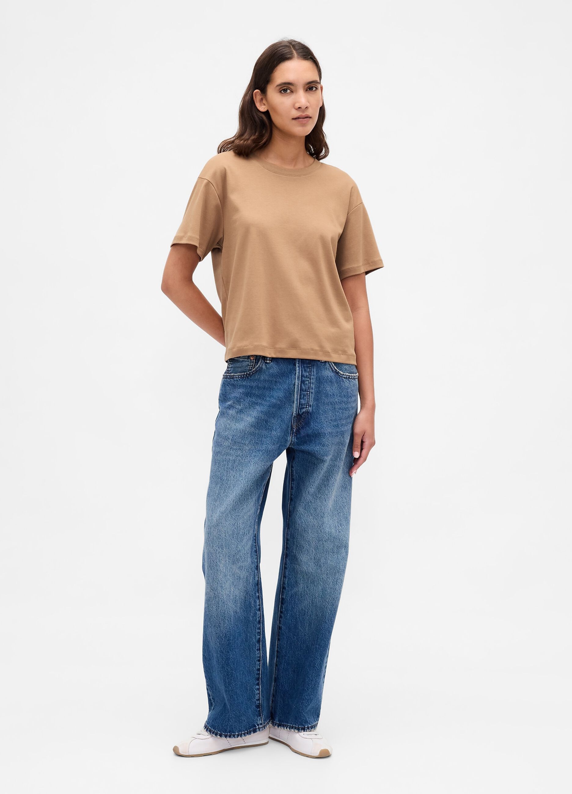 Brown short sleeve cotton T-shirt