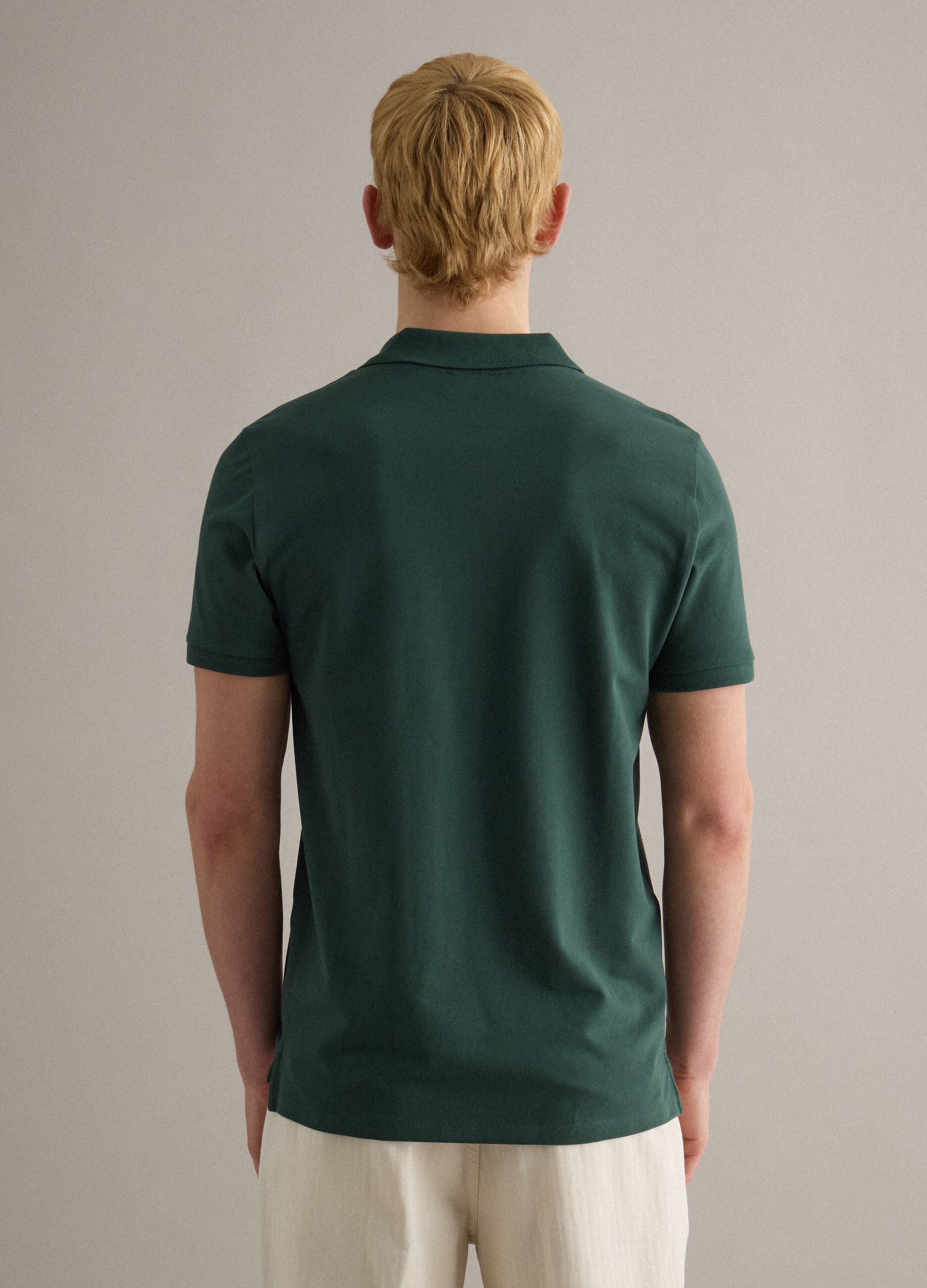Green Supima cotton polo shirt, regular fit