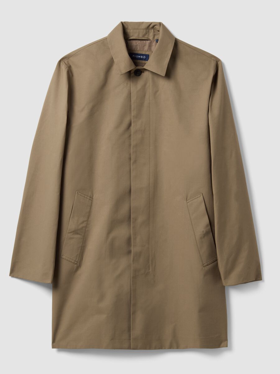 Beige regular fit trench coat with button closure_5