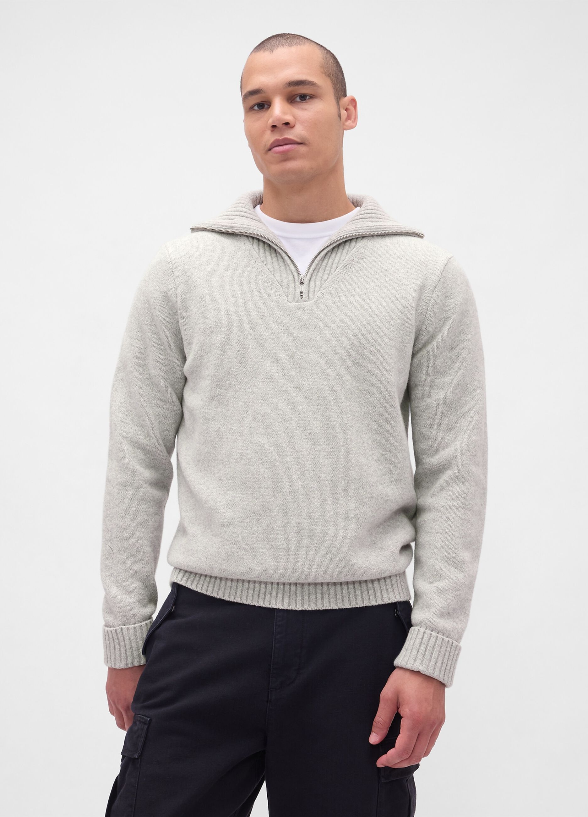 Grey zip-up jumper