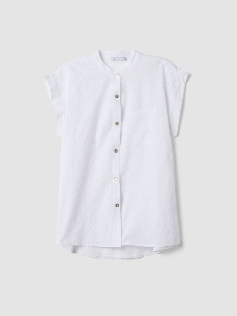 White pure cotton embroidered shirt_4