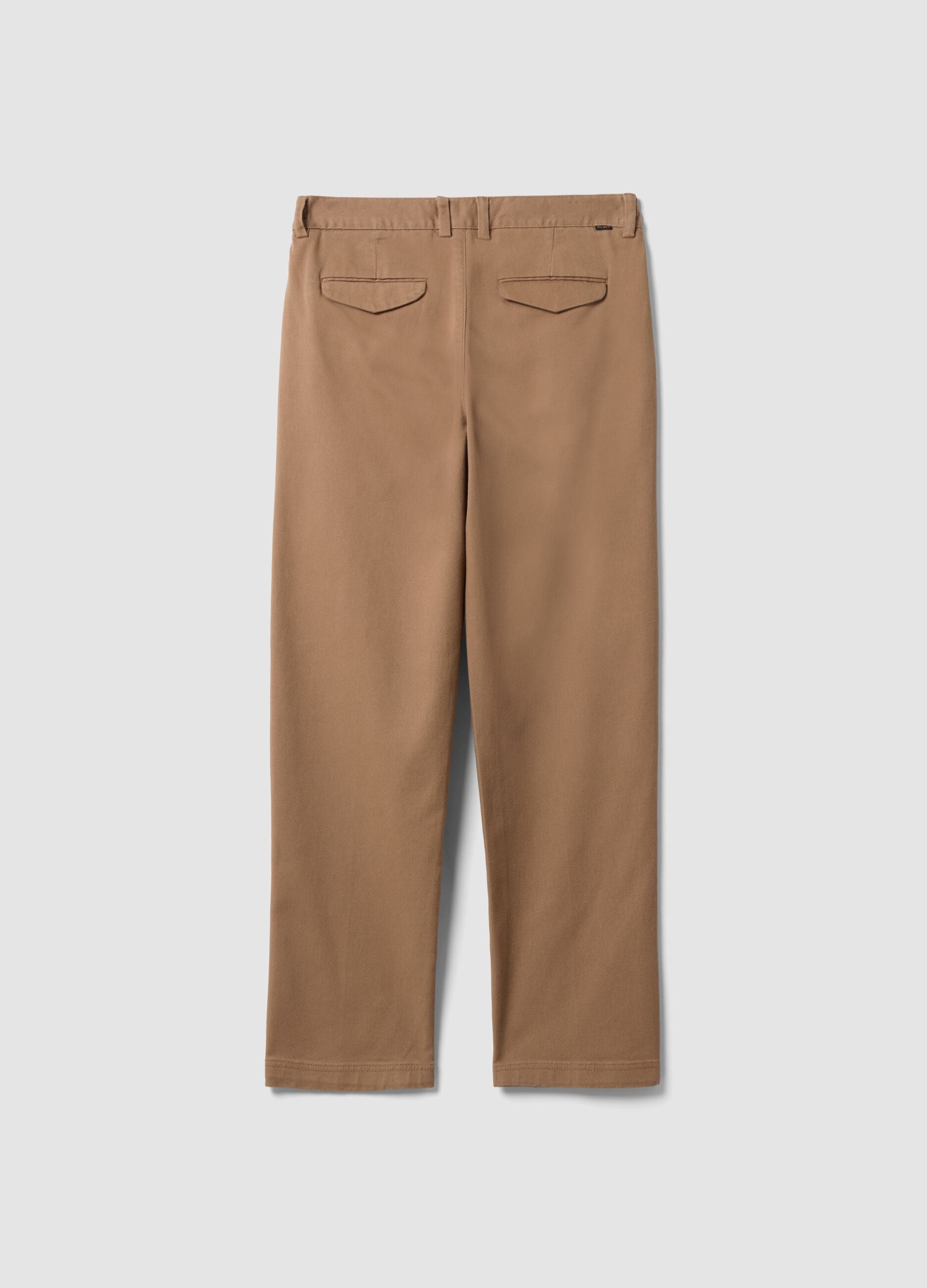 Brown stretch-cotton chino trousers, straight fit