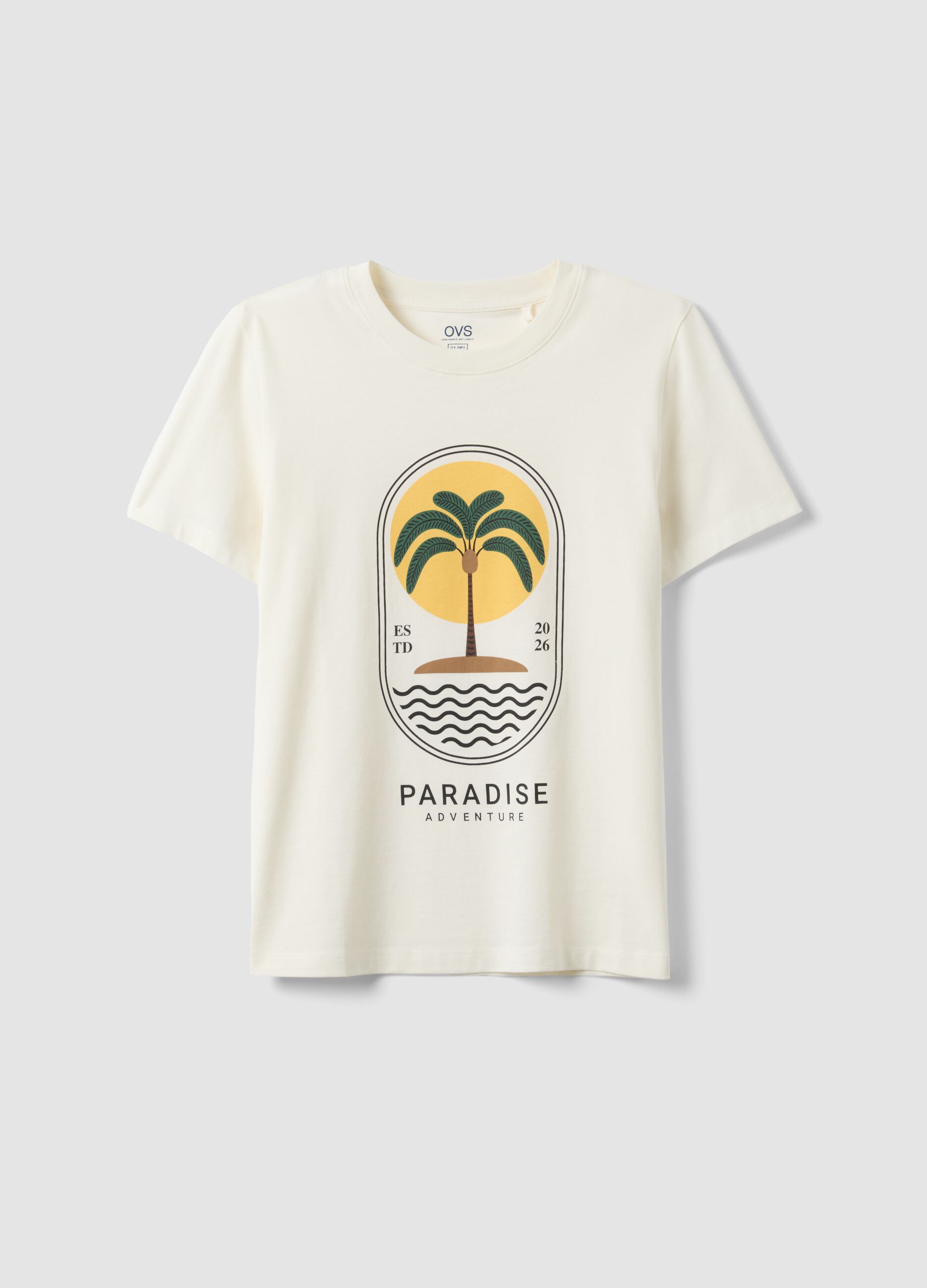 White pure cotton t-shirt regular fit with print