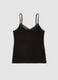 Black stretch viscose vest top with deep V-neck lace trim_0