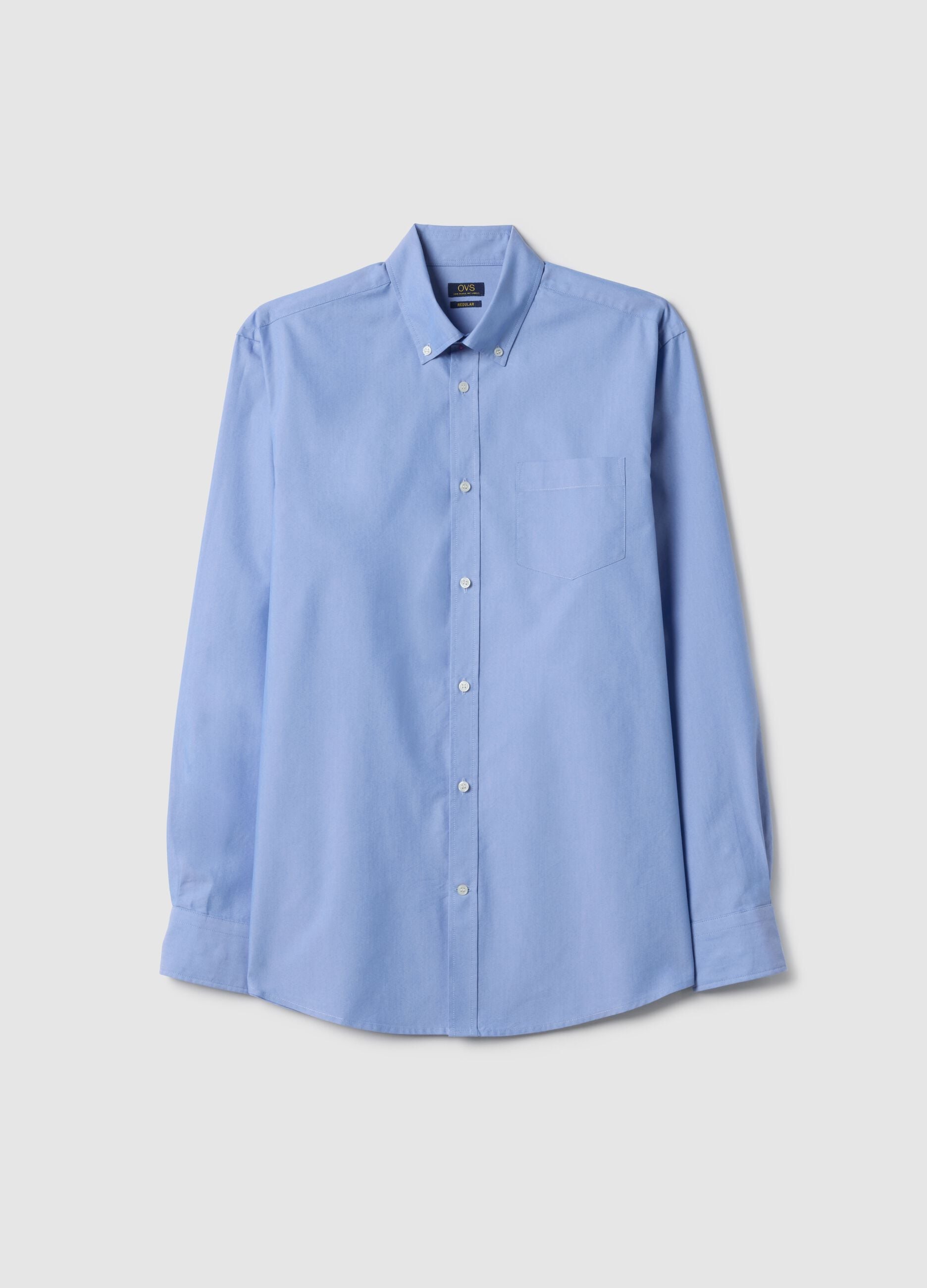 Blue cotton blend shirt regular fit easy iron