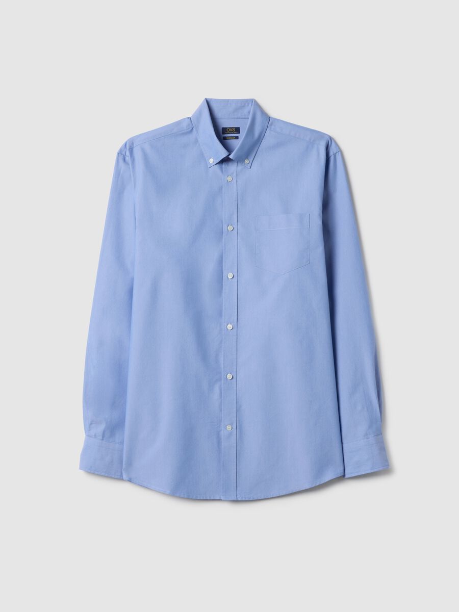 Blue cotton blend shirt regular fit easy iron_4