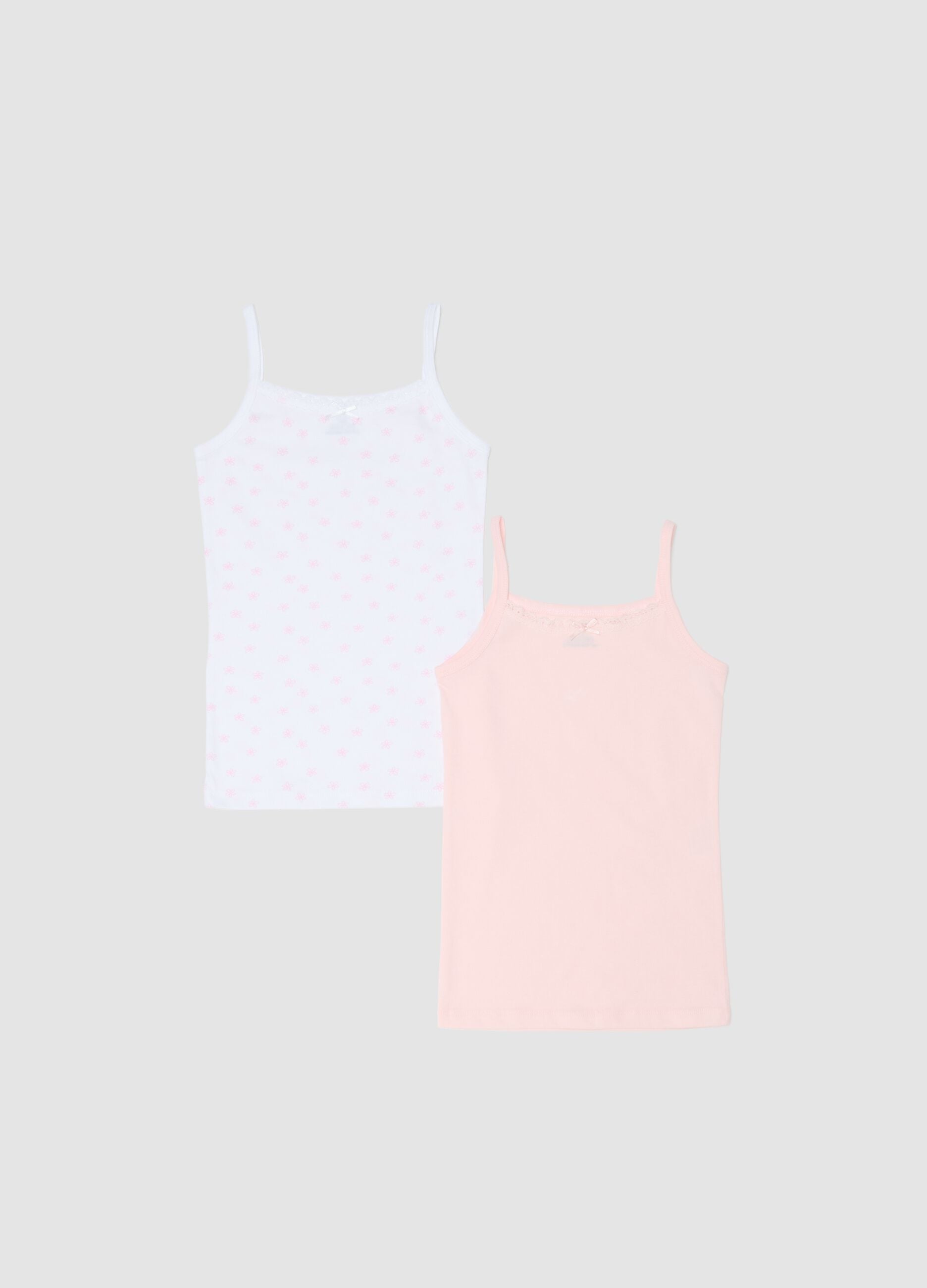 Multicolour pure cotton vest twin-pack for girls - regular fit