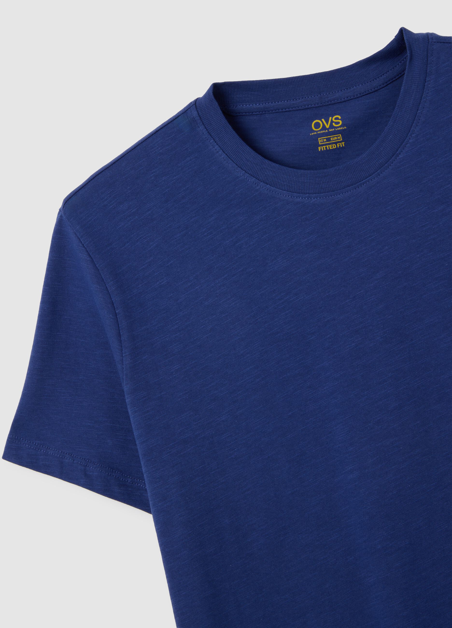 Men&rsquo;s blue fitted T-shirt in cotton
