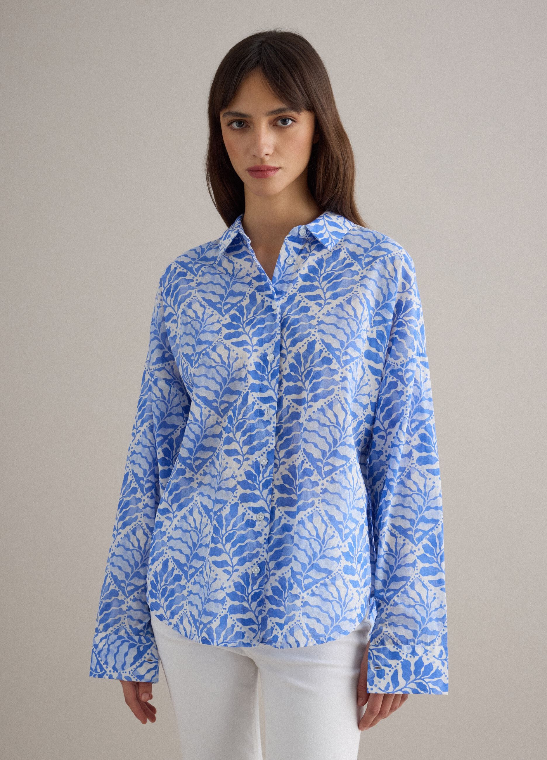 Multicolour pure cotton regular fit shirt with floral pattern