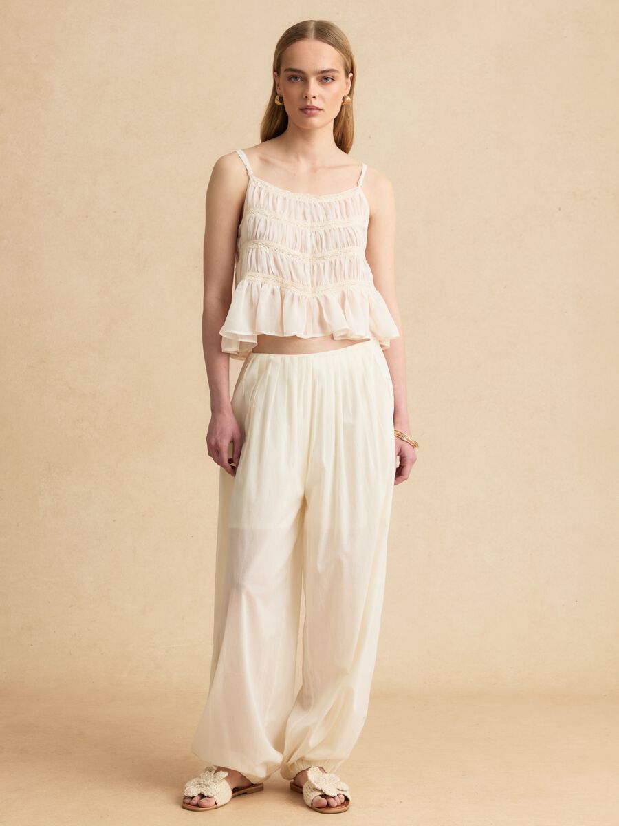 Relaxed-fit white pure cotton jogger trousers_0
