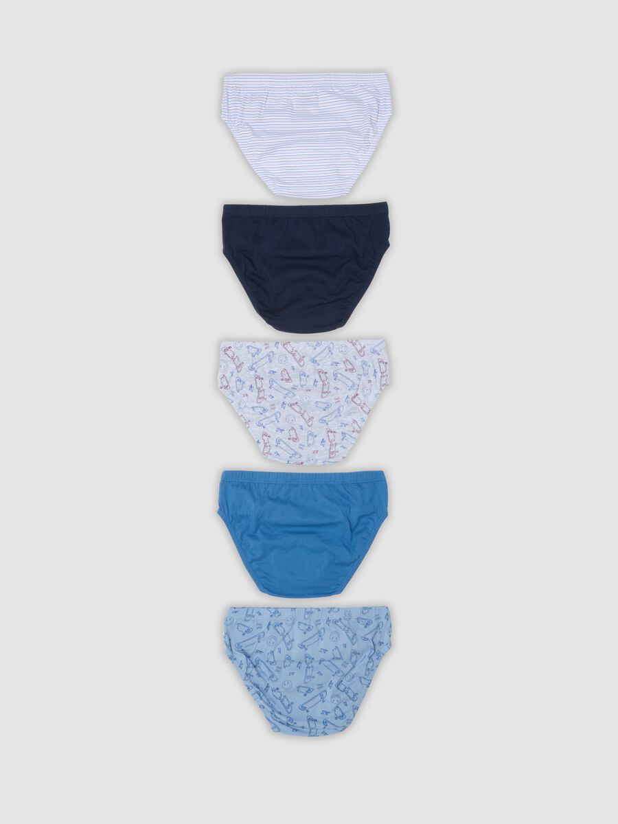 Multipack of five multicolour briefs in pure organic cotton jersey_1