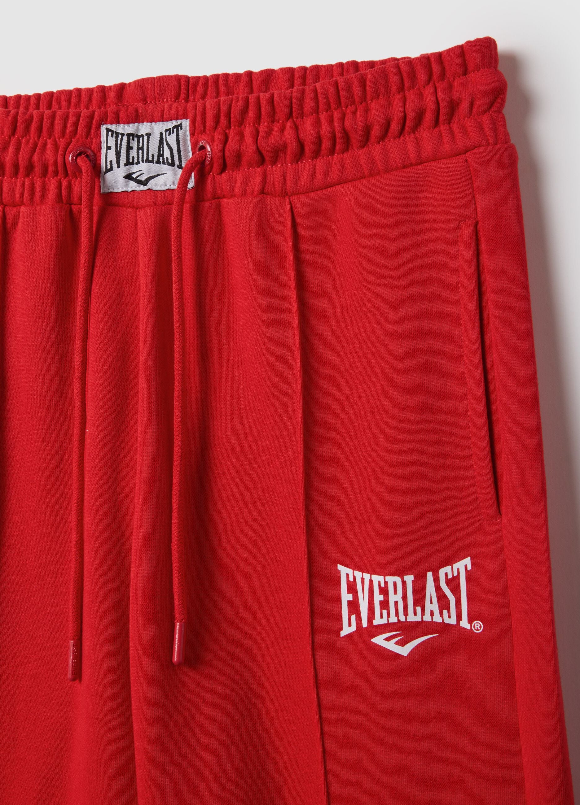 Red wide-leg cotton blend trousers regular fit with Everlast logo