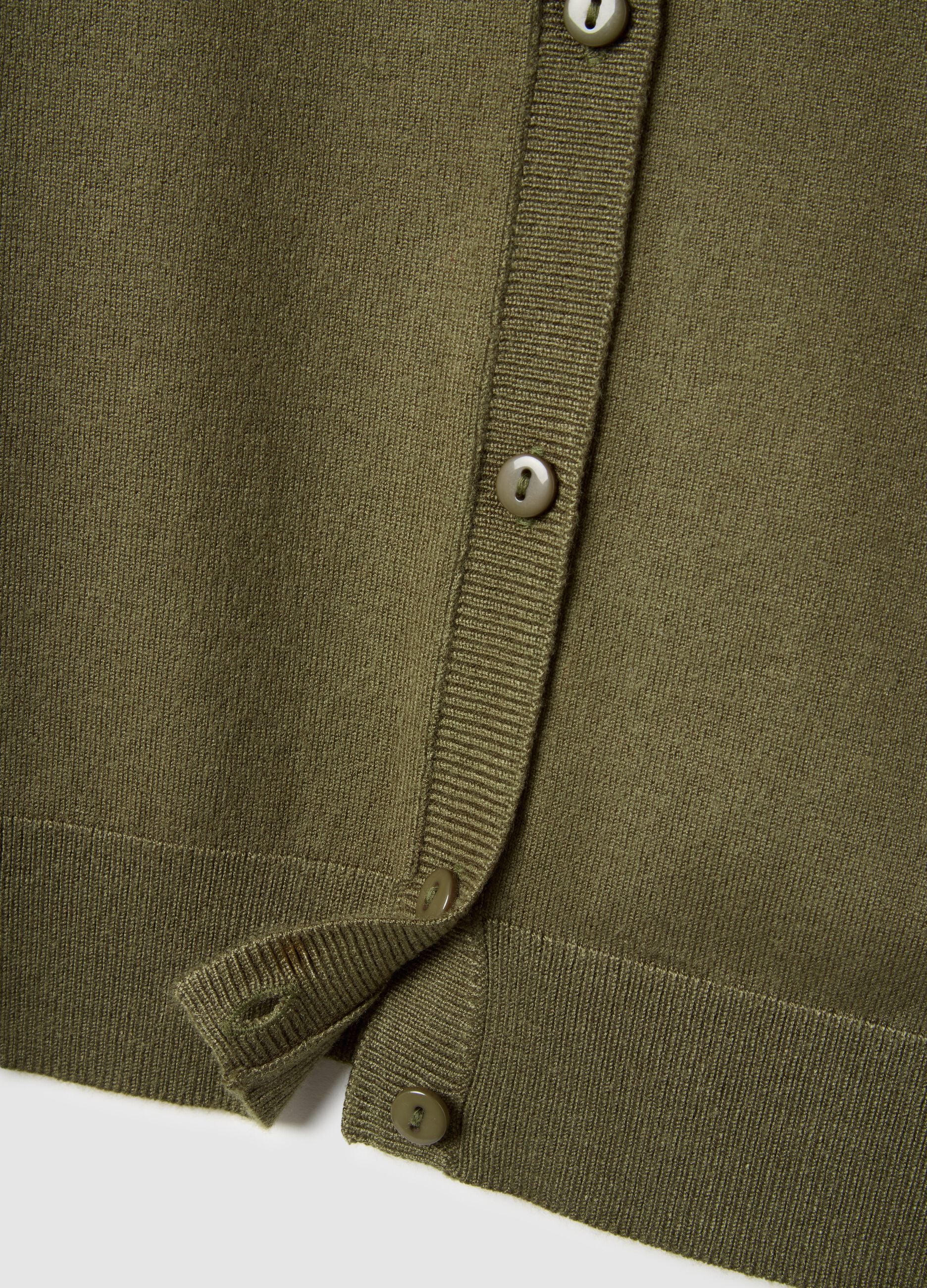 Green Crewneck Cardigan Regular Fit