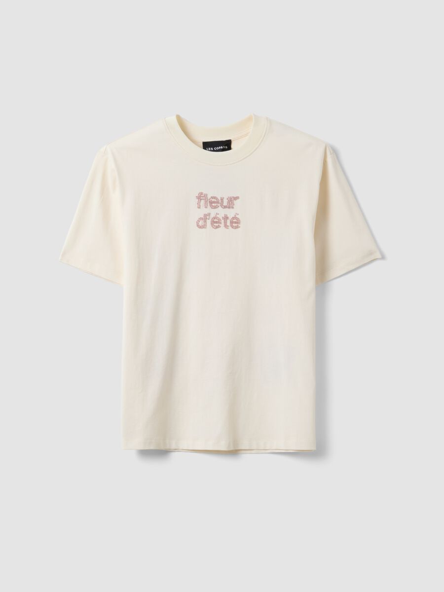 Beige pure cotton short-sleeve T-shirt_4