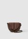 Brown shoulder bag with gold buckle and adjustable strap_0