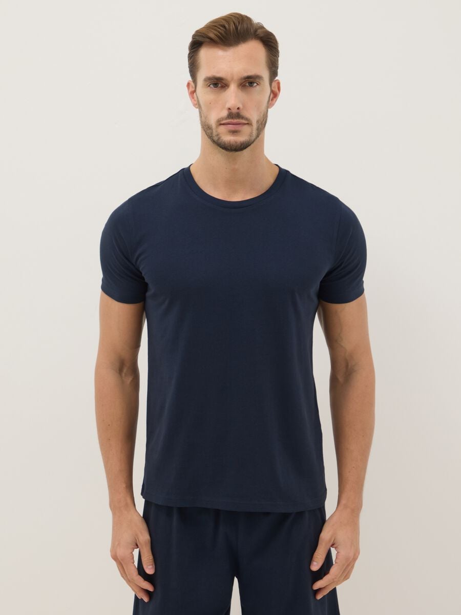 Blue Short Pyjama in Pure Cotton Regular Fit_1