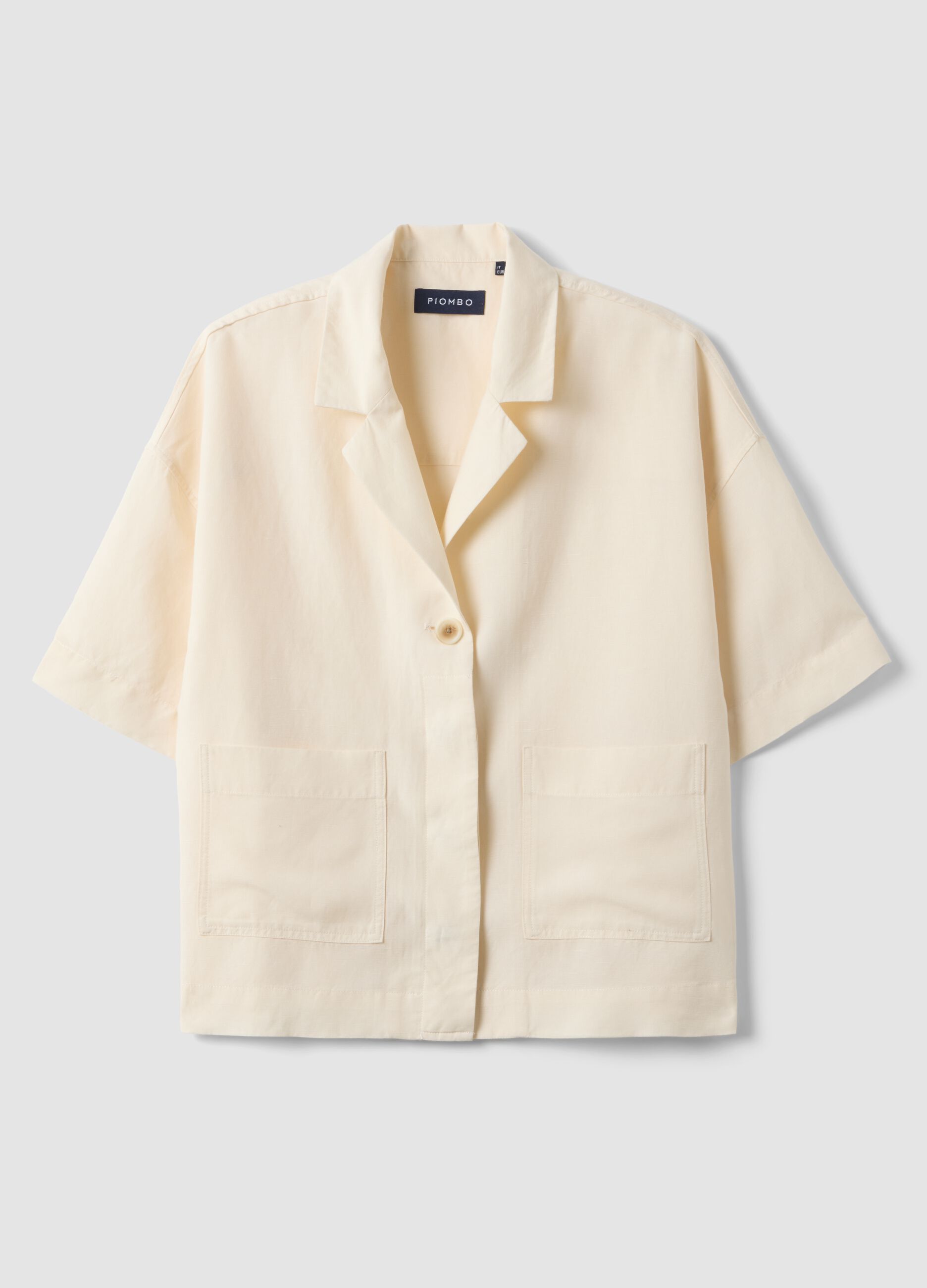 White lyocell-linen blend blazer, regular fit