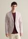 White and brown slim-fit blazer in striped seersucker_0