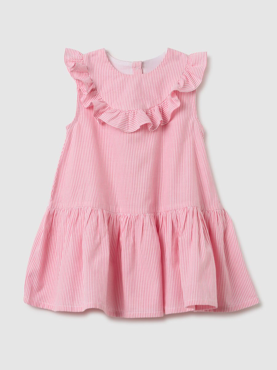 Girls&rsquo; pink regular fit dress in 100% cotton with flounce_0