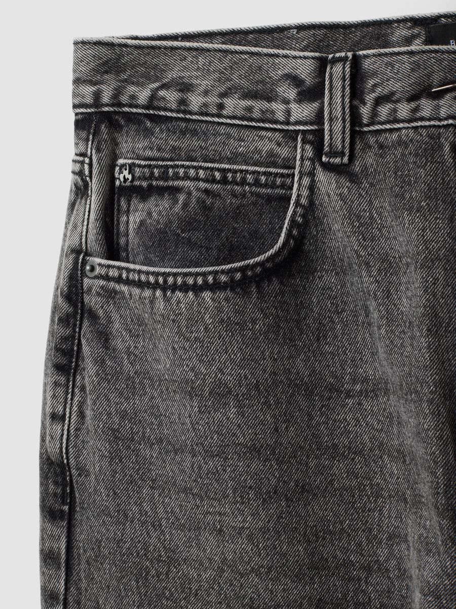 Jeans denim grigi flare fit in puro cotone_1