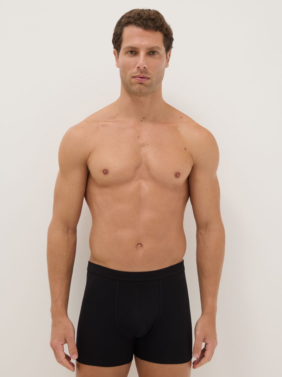 Two-pack of black midi boxer briefs in stretch Supima cotton, regular fit_0