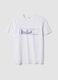 White pure cotton T-shirt with front print_4