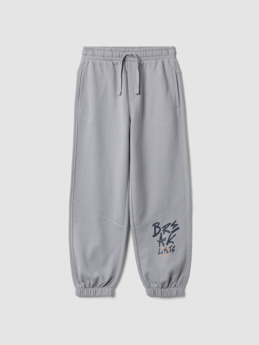 Grey pure cotton jogger trousers_0
