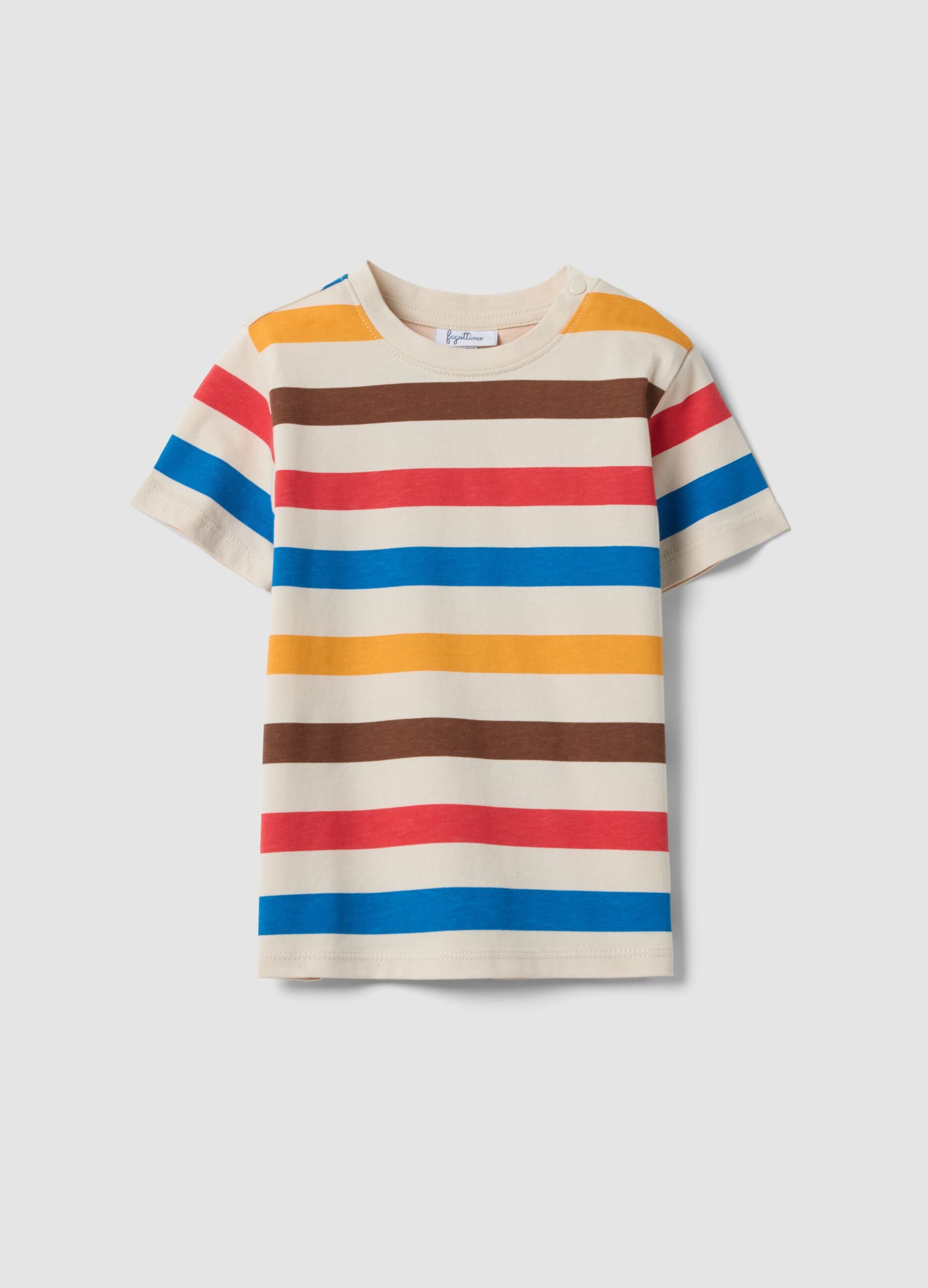 Beige striped organic cotton T-shirt