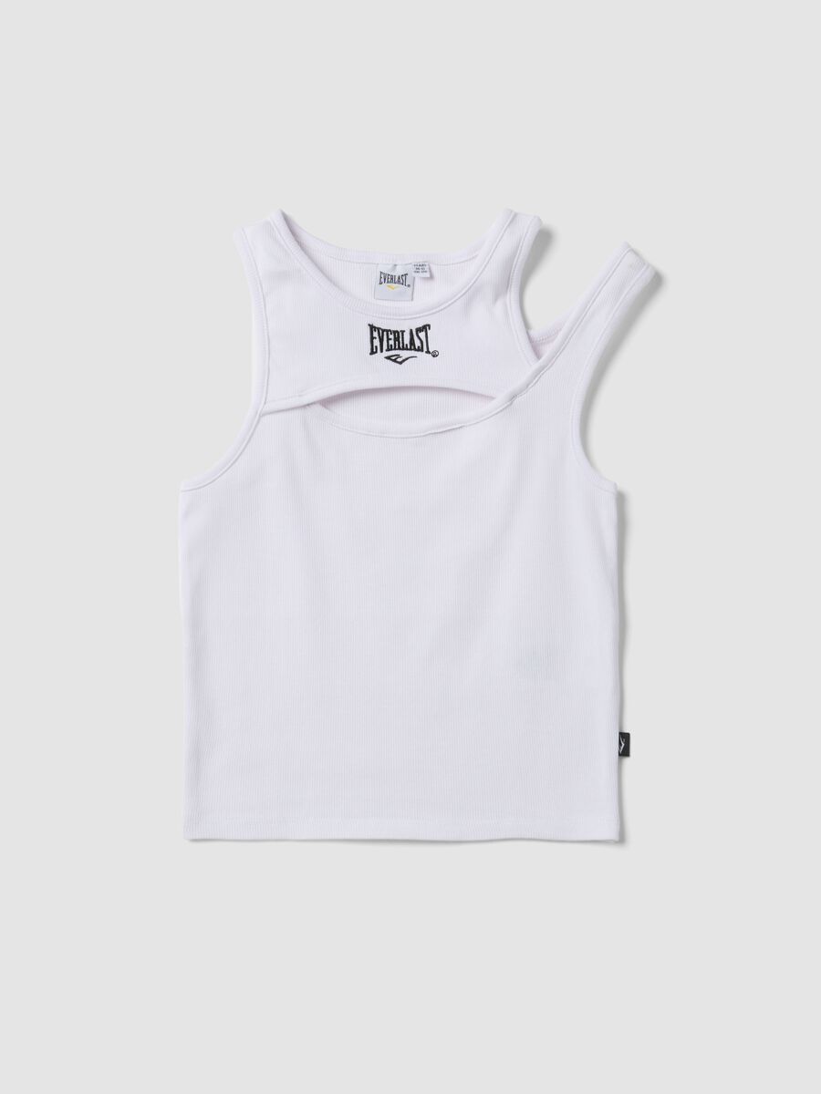 White stretch cotton tank top with asymmetric straps_3