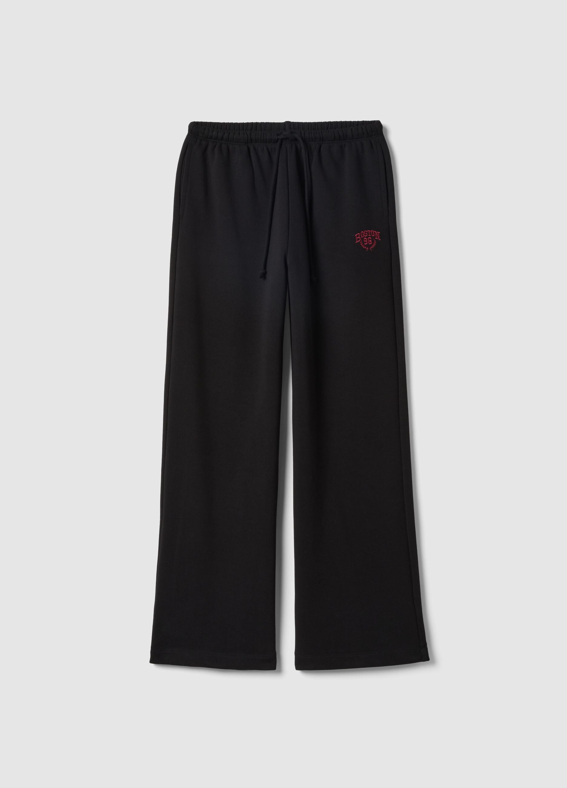 Black cotton blend regular fit joggers