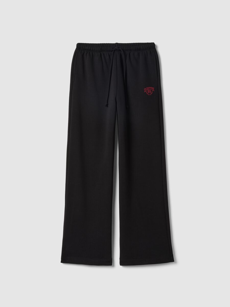 Black cotton blend regular fit joggers_4