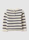 Pure cotton sweater with white and blue stripes regular fit for girls_1