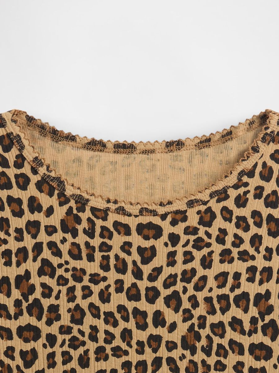 Brown Leopard Cotton Long Sleeve Top_3