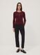 Red fitted ribbed viscose-blend top with buttons_1
