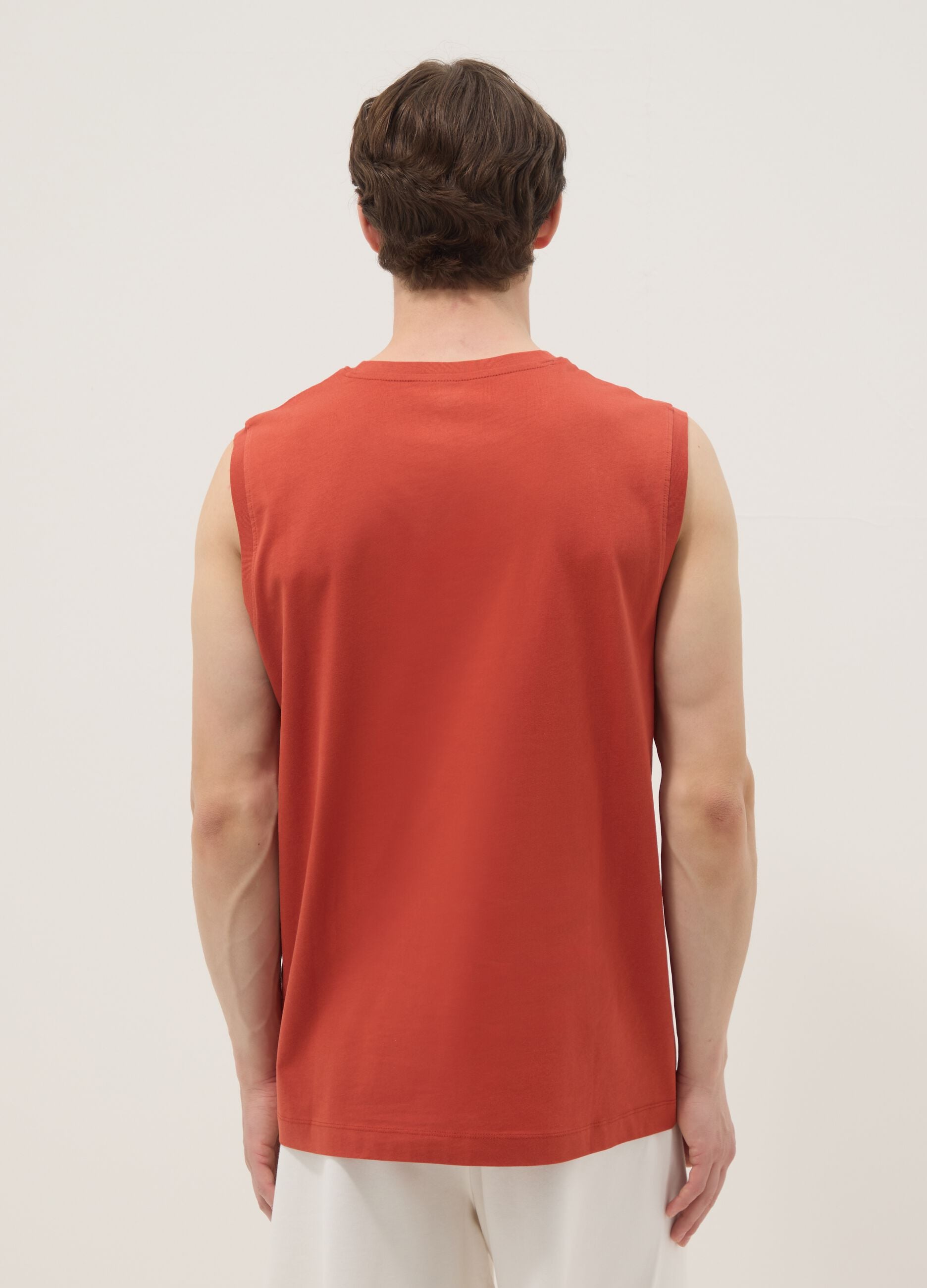 Red crew-neck pure cotton relaxed-fit vest top