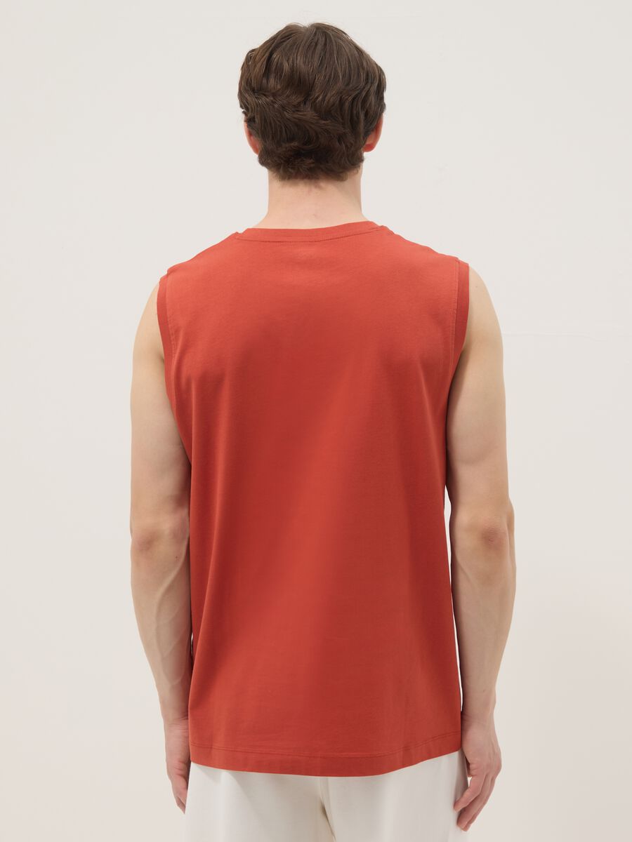 Red crew-neck pure cotton relaxed-fit vest top_3