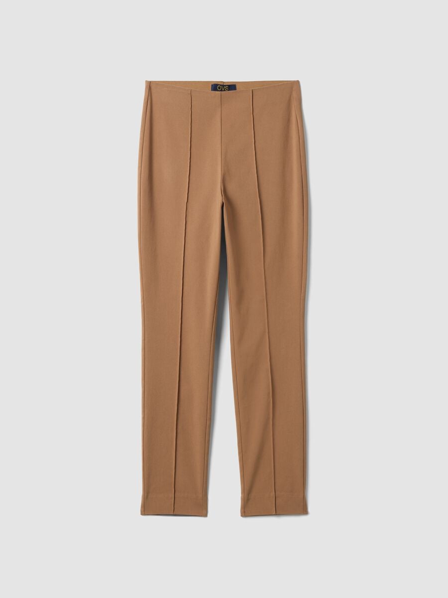Brown stretch viscose slim-fit leggings_4