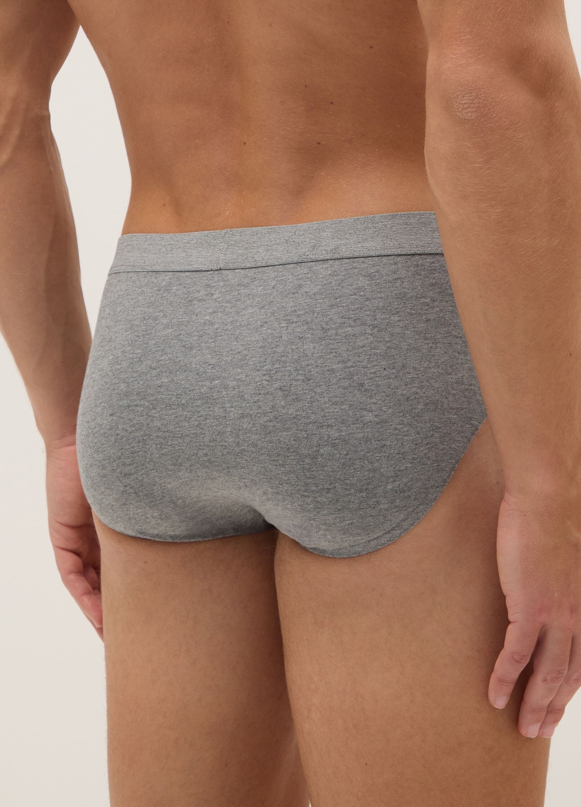 Triple pack of grey stretch cotton briefs regular fit