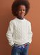 White pure cotton cable-knit oversized jumper for boys_1