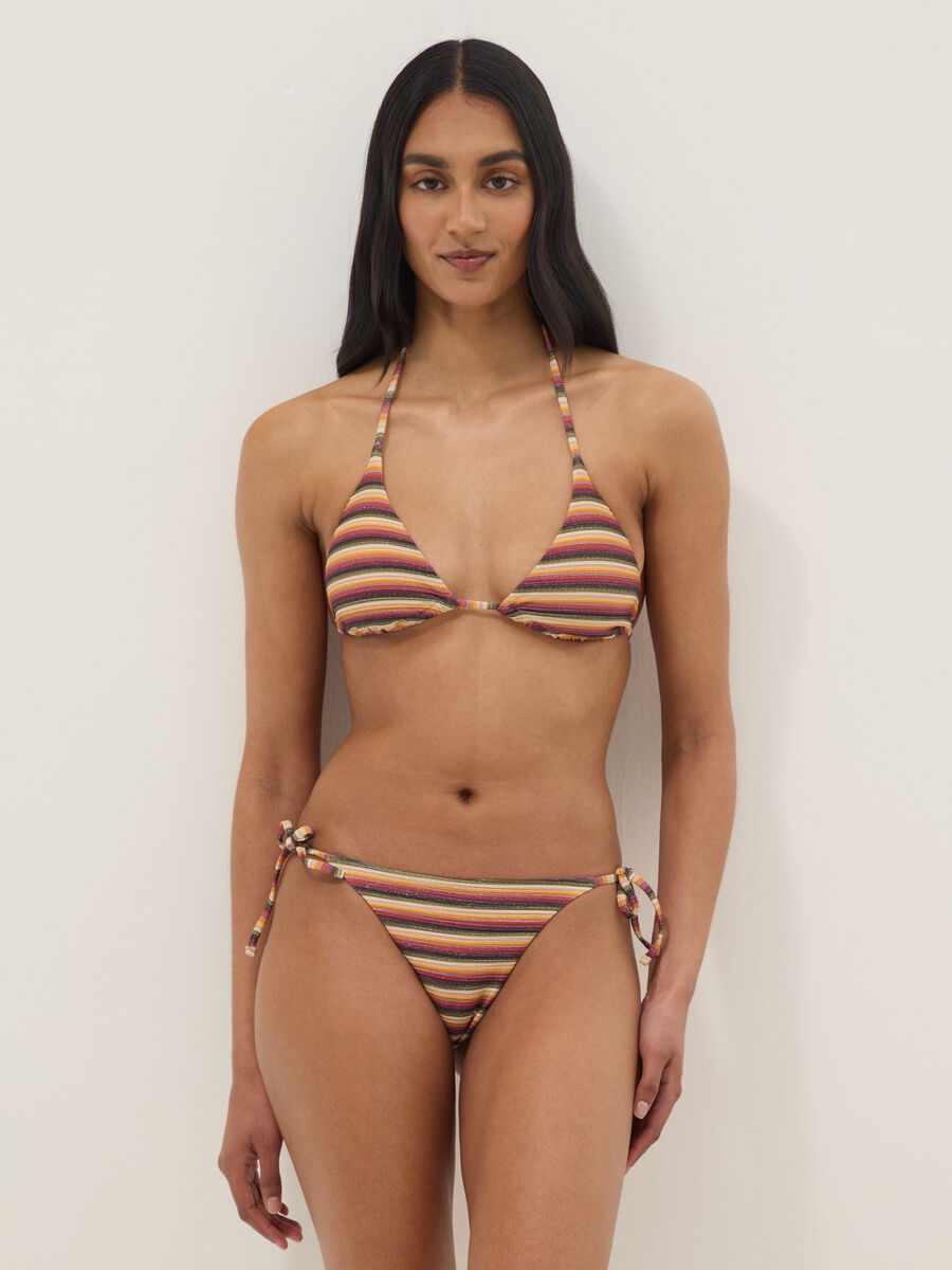 Multicolour striped stretch bikini bottoms_1