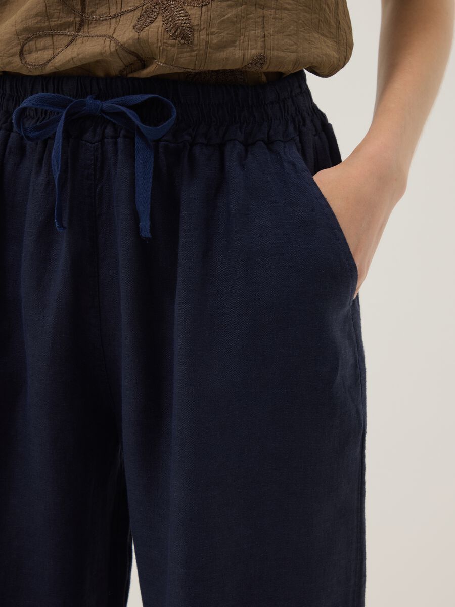 Blue pure linen palazzo trousers_3