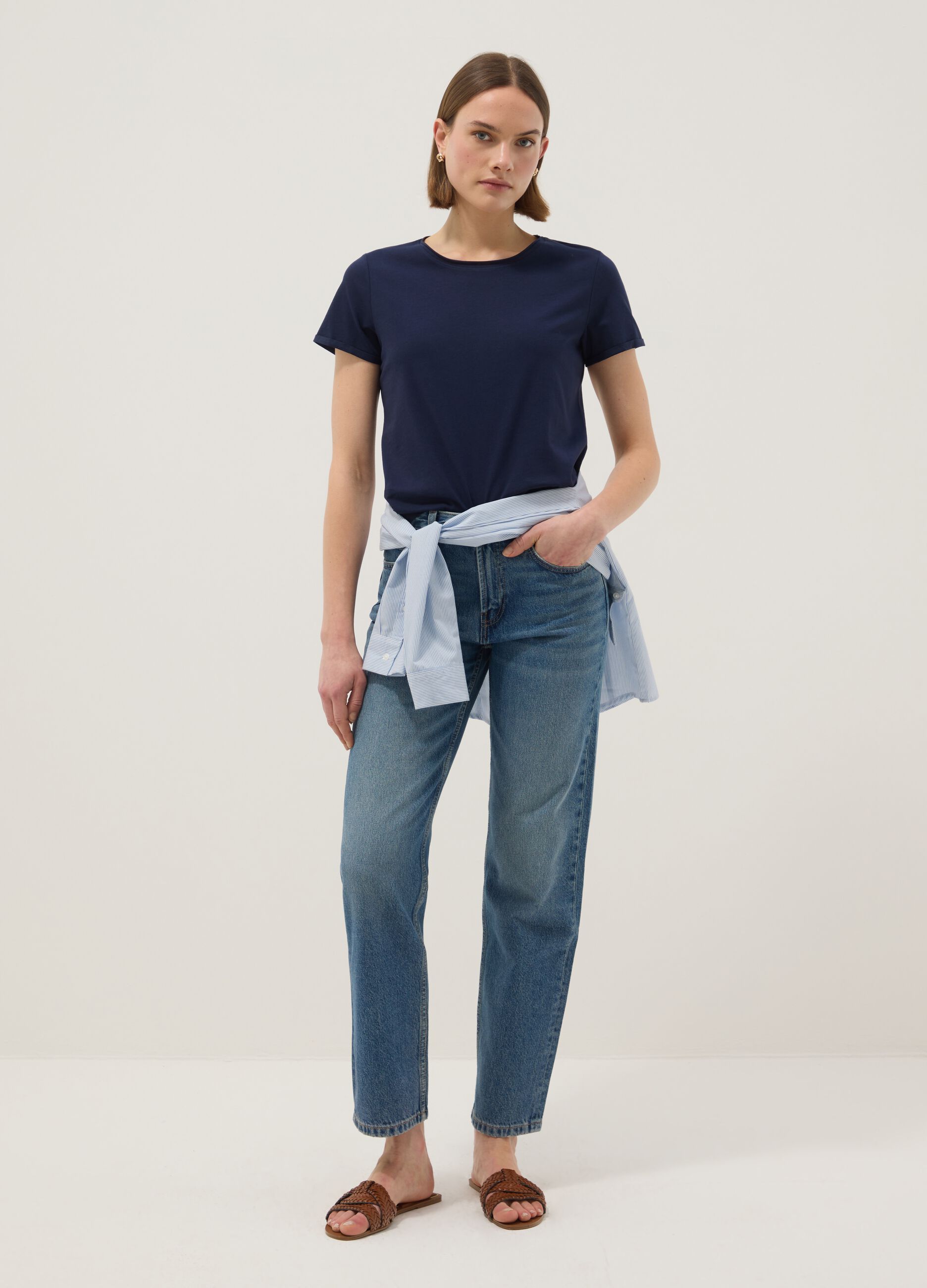 Blue Regular Fit Pure Cotton Short Sleeve T-Shirt