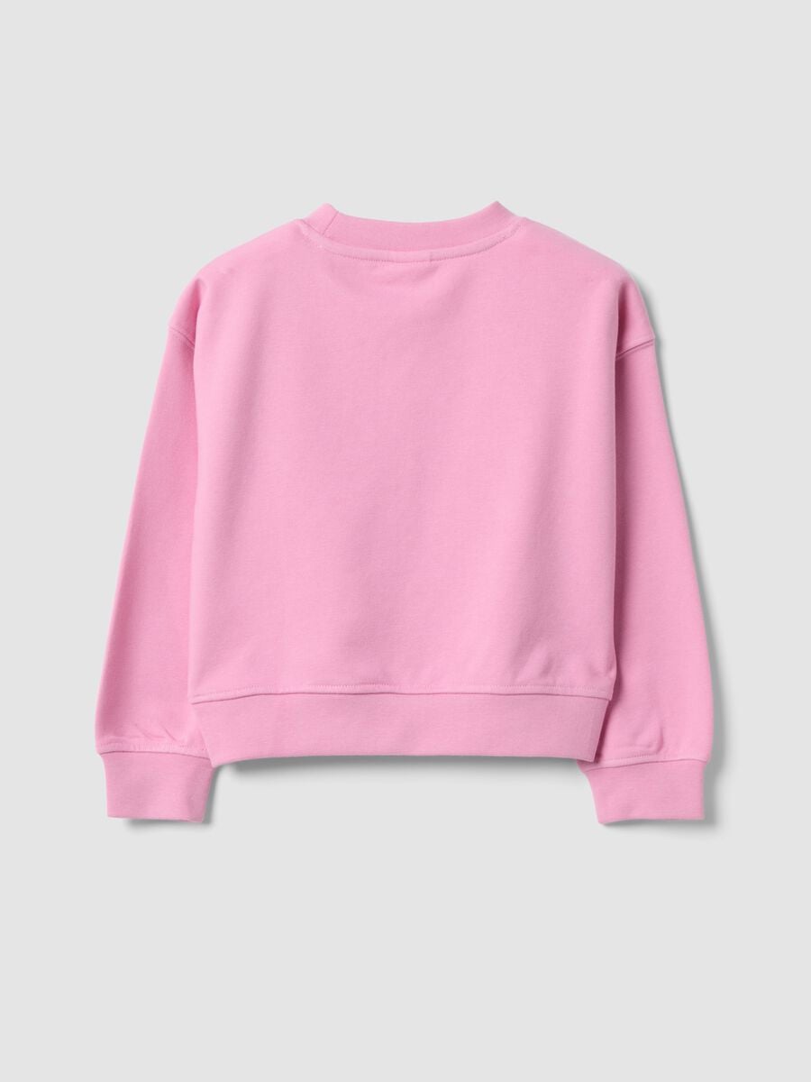 Pink cotton-blend sweatshirt with Lilo & Stitch front print for girls_1