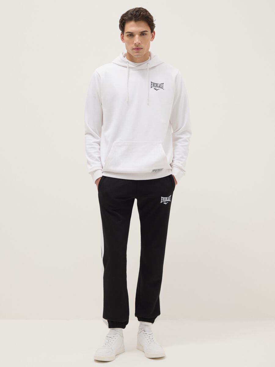 White regular fit cotton blend hoodie with Everlast logo_1